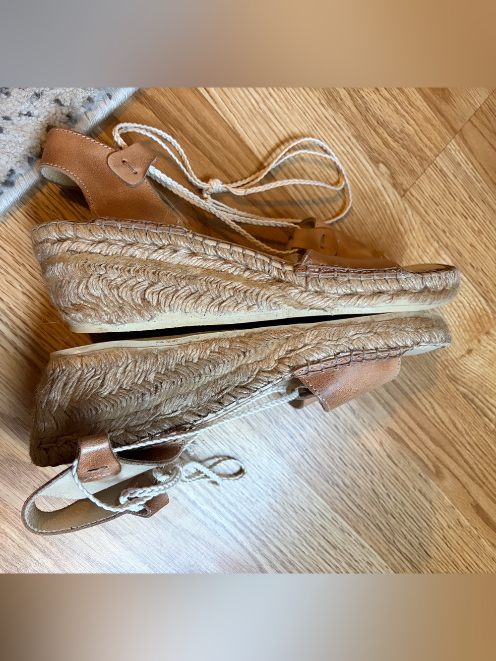 Eric Michael Leather Espadrille Wedge Sandals Brown Strappy 41 US 9.5-10 - Picture 6 of 16